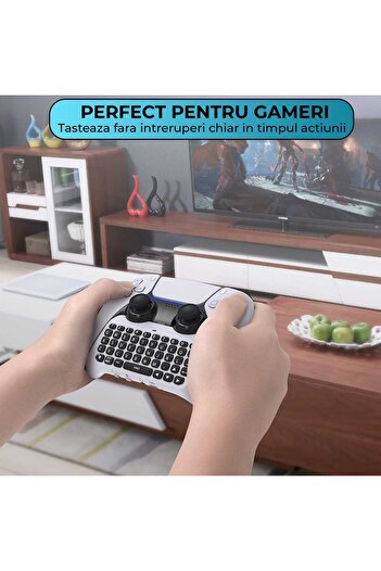 Timebox Tastatură wireless pentru PS5/PS5 Pro, Gamepad Chatpad, Bluetooth 3.0, portabilă cu difuzor integrat
