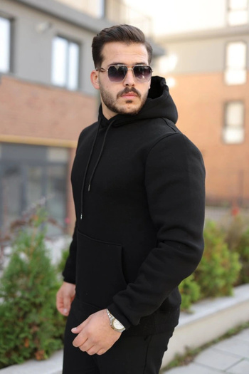 Silerra Men's Hooded Three Yarn Sh Fleece-Lined Hoodie