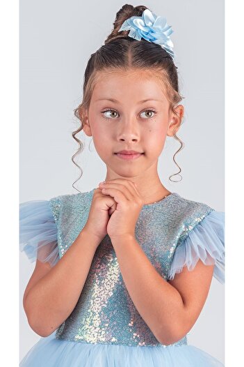 Mnk Baby&Kids Tüllü Kız Çocuk KPL Elbise MNK0526 MAVİ