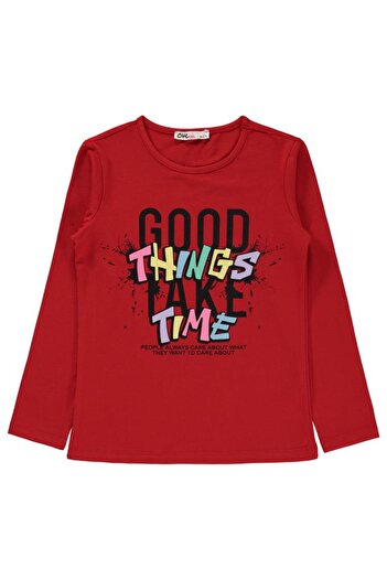 Civil Girls Kız Çocuk Sweatshirt 6-9 Yaş Kırmızı