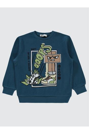 Civil Boys Ooops Baskılı 2-5 Yaş Sweatshirt - Yeşil 3-4 Yaş