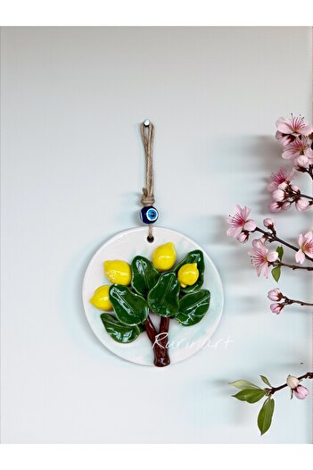 Rurinart El Yapımı 25cm Boy 15 Cm En Seramik Limon Ağacı Kaliteli Şık Duvar Süsü/mutfak Süsü/kapı Süsü