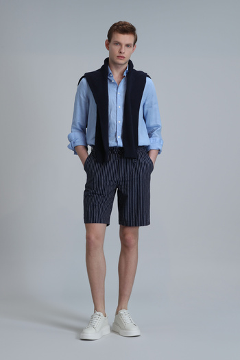 Lufian Navy Blue Curtis Sports Men's Slim Fit Chino Shorts