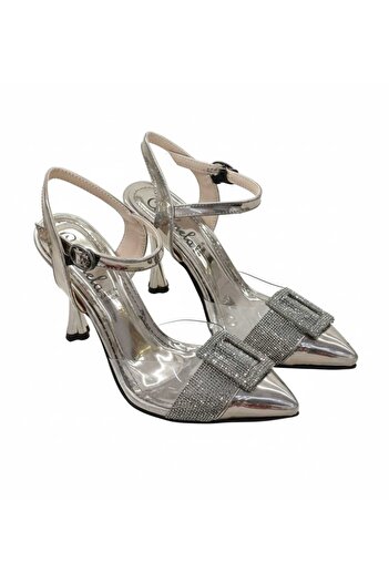 Caramela shoes Clear gelatin with diamonds, 9 cm high