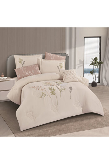 HOURS Horse Luxury Microfiber Summer Bedspread Embroidered for Double Bed Size 200x200 cm, 8 Pieces, 240 Stitches