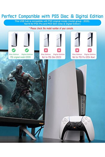 Other Joso USB Hub for PlayStation 5 High-Speed Type-C 3.1 (4x USB-A 2.0 + 1x USB-A 3.0 charging + 1x Type