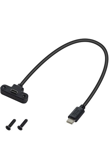 Duttek USB-C 1ft 90° Right-Angle Female-to-Male Cable USB 3.1 PD 3A with Screw Mount
