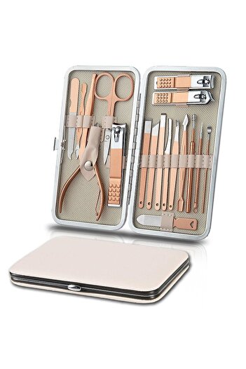 Hiegreen Manicure & Pedicure Set – Stainless Steel, 18 Pieces, Includes File, Scissors, Clippers, Elegant C
