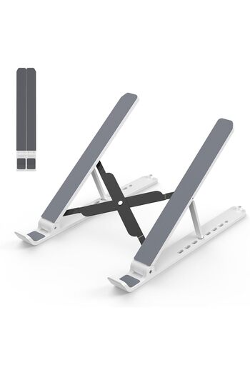Tonmom Adjustable Foldable Aluminum Laptop Stand for 10-15.6 inch Laptops (White)