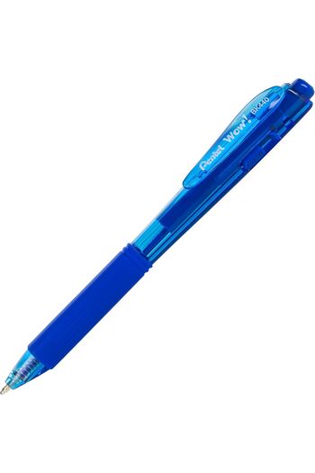 Pentel Wow! Retractable Ballpoint Pens, Medium 1.0mm, Transparent Blue Barrel, Blue Ink, Pack of 12