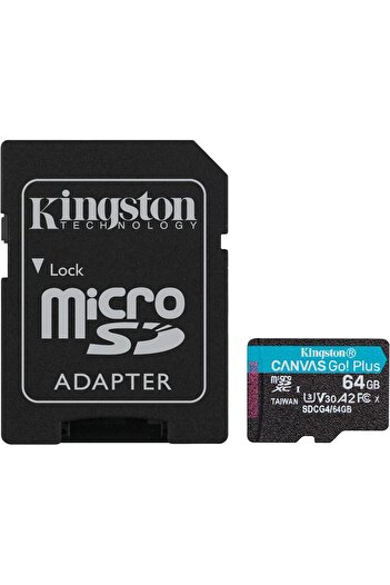 Kingston Canvas Go! Plus microSD 64GB - up to 200MB/s, Class 10, UHS-I, U3, V30, A2