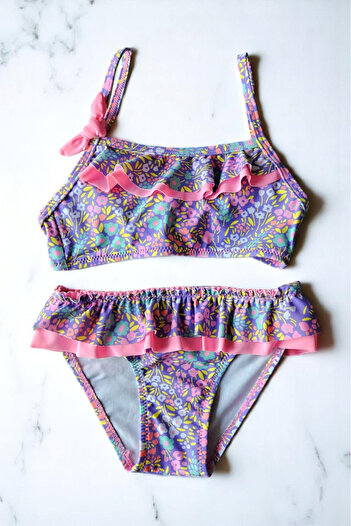 embody Girls 2 piece swimsuit with ruffles multicoloured