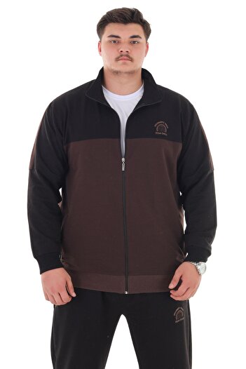marufshop Мъжки плюс размер до 154 кг Подходящ размер 2-слоен прав яка с цип спортен екип