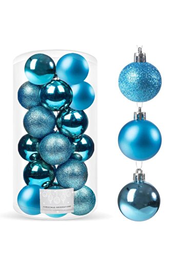 SERSIMO Christmas bauble set, 20 pieces, 3 models, 4cm, blue