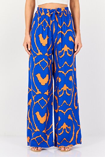 Happiness İstanbul Women Regular Fit Allover Print Palazzo Pants, Multicolor