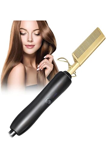 Generic Hot Comb Hair Straightener Pro Electric Beard Straightener Comb Heat Pressing (US)