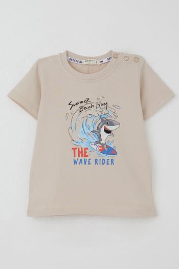 Breeze Μπλουζάκι για αγόρια Surfer Cute Shark με τύπωμα 1,5-5 ετών, μπεζ