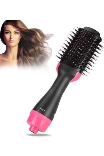 Generic One-Step Hair Dryer Comb 2-in-1 Negative Ion Straightener Curler Hot Air Comb (US plug)