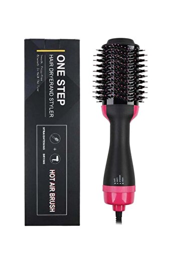 Generic One-Step Hair Blow Tangle Comb And Dryer Black/Pink 35 x 10centimeter