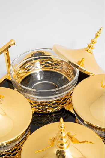 Bin Shihoun Luxury glass date set with golden steel lid