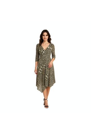 PRİNCESS Multicolor Geometric Printed Midi Dress