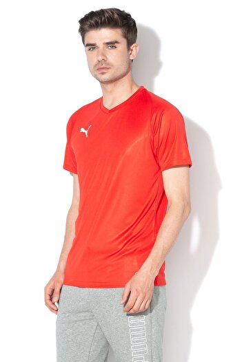 Puma Men's Red Liga Logo T-Shirt, Short Sleeve, Size M, Regular Fit