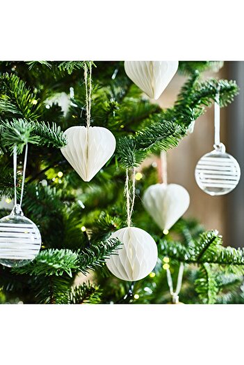 IKEA VINTERFINT Tree ornament set of 6, mixed shapes white