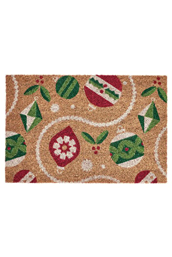 IKEA VINTERFINT Door mat, Christmas bauble patterned coir/multicolour, 40 x 60 cm