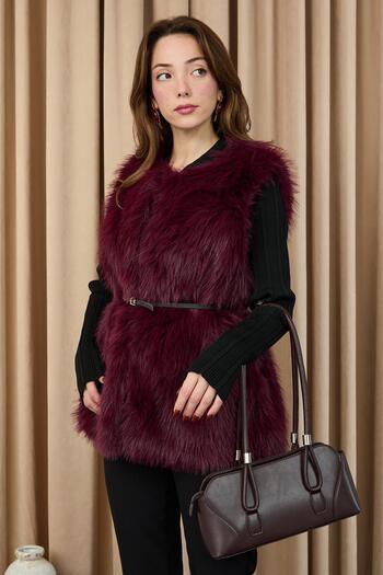 Soul Women's Vest Fur 32408Ylk - Damson