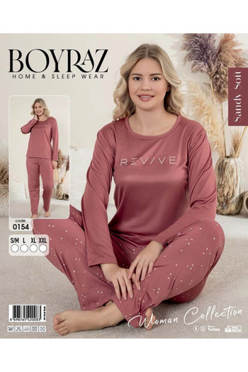 BOYRAZ 0154 Women's Sandy Soft Long Sleeve Pajama Set