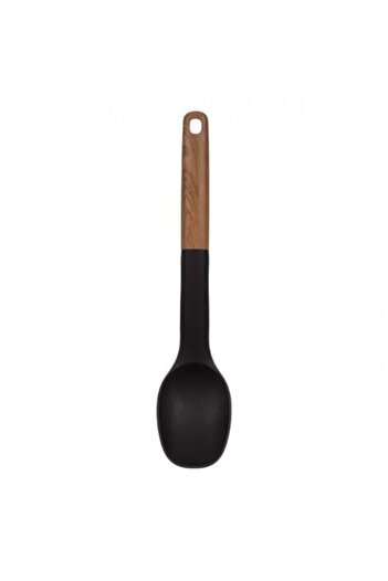 OEM Plastic serving spoon with wood-effect handle, size 32 x 6.5 cm