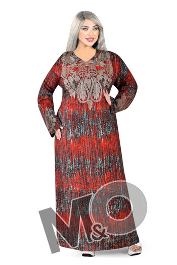 M&O 2 m@o Cotton jalabiya with embroidery on the chest, special sizes, suitable for weights from 100 kg to 130 kg