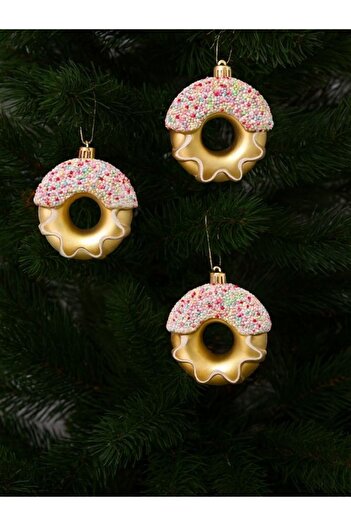 NUNU 6 Pieces Donut-Shaped Christmas Tree Ornament in Pvc Box-8Cm Donut Christmas Tree Ornament-6 Pcs