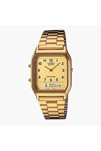 Casio Casio Men's Gold-Tone Dual Time Quartz Watch AQ23G