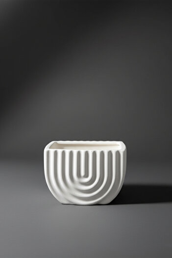 ZURİ DESİGN Bohemian Patterned Concrete Decorative Vase – 15X10 cm Modern Minimal Cobalt I
