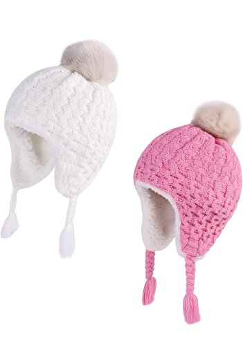 OEM LANGZHEN Toddler Kids Infant Winter Hat Earflap Fleece Lined Beanie, 6-12 months
