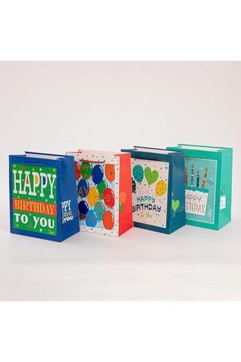 Generic Happy Birthday 12 Pcs for Kids Women Men Birthday, Birthday Gift Bags with Handles, Premium Paper G