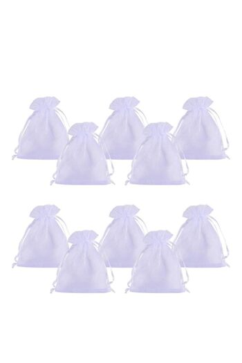 Generic PH PandaHall Elite 100 Pcs White Organza Drawstring Gift Pouch Wrap Favor Bag For Party Wedding 4X3
