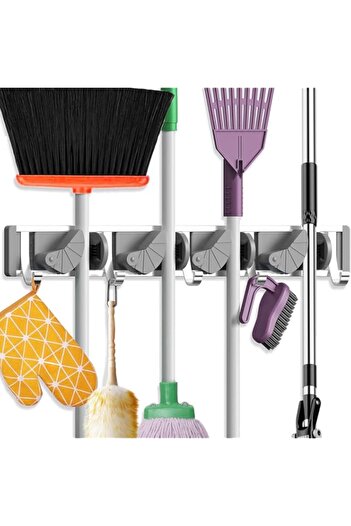Generic Funito Mop Broom Holder Wall Mount Metal Pantry Organization and Storage Garden Kitchen Tool Organi