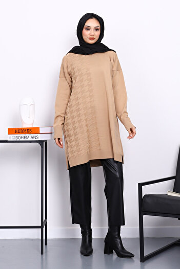 İmajButik Biscuit Cold Yarn Mercerized Knitwear Tunic