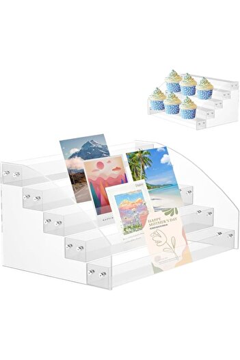 Generic Tazweeq 5 Tier Greeting Card Display Rack, Acrylic Sticker Display Stand for Vendors Retail Display