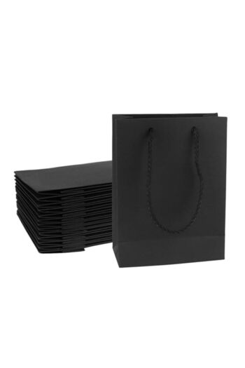 Generic Uceoo Black Gift Bags, 24 Pack Black Kraft Paper Bags with Handles, 4.7 x 2.2 x 6.3" Wedding Party