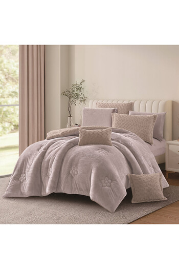 HOURS Horse Winter Bedspread, Fur and Velvet, Heavy Fill, Suitable for Double Bed Size 200x200 cm, 8 Pieces, 250 Stitches