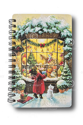 Mia Pera Glitter Notebook A5 New Year Unlined Spiral 14X21 cm New Year Snow Landscape