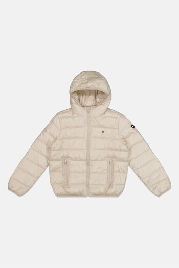 Tommy Hilfiger Kids Boy Brand Logo Hooded Jackets, Beige
