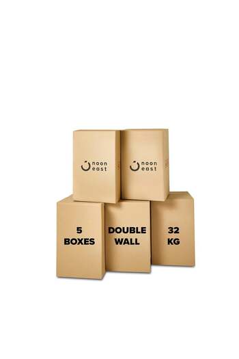 Noon East 5-Pack Large Double Wall Recyclable Corrugated Moving Boxes 45x45x70 cm