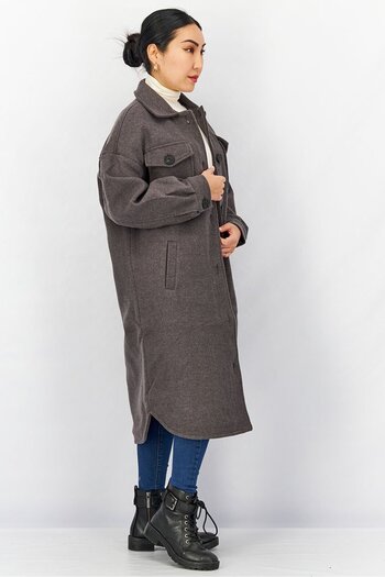 Don't Call Me Jennyfer Women Textured Trench Coat, Charcoal Grey