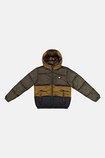 Tommy Hilfiger Kids Boy Colorblock Hooded Jackets, Olive
