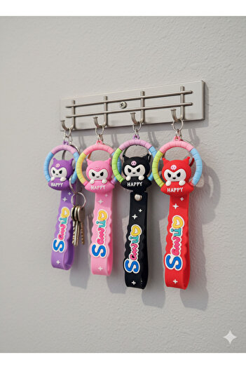 GLOW LUXE 1Pc Kuromi Character 3D Silicone Keychain School Bag Wallet Accessory