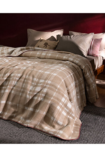 Madame Coco Faureux Single Jacquard Cotton Blanket - Beige